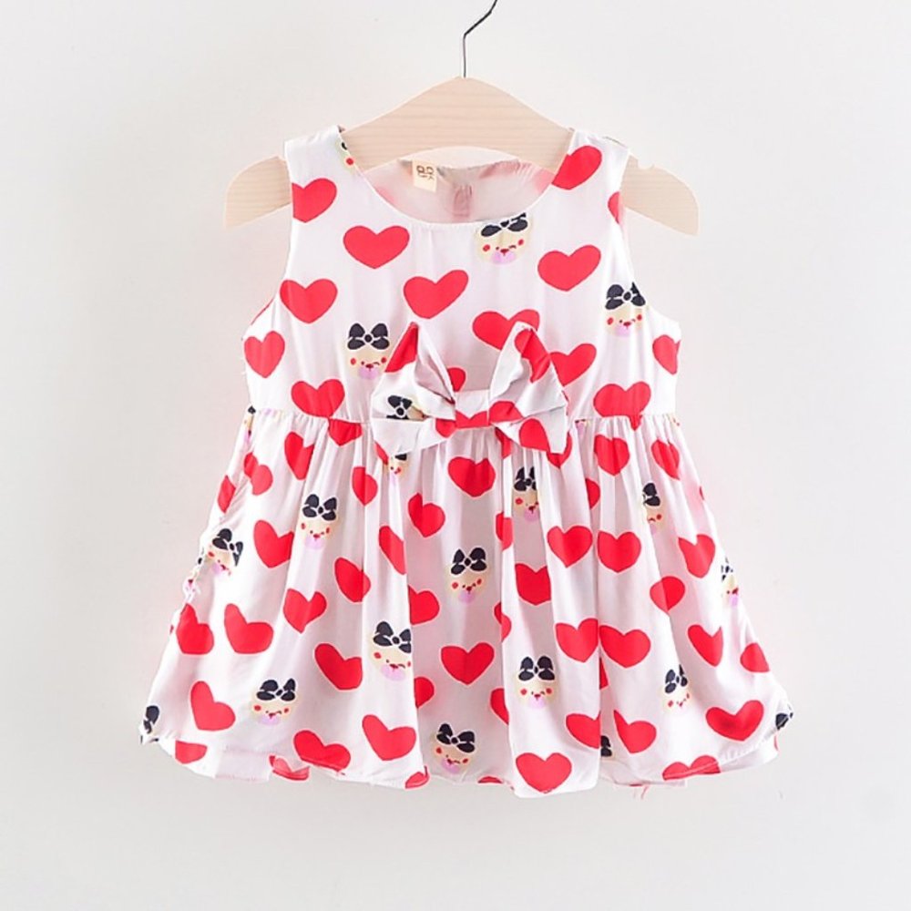 SUMMER CUTE LOVE BOW COTTON DRESS